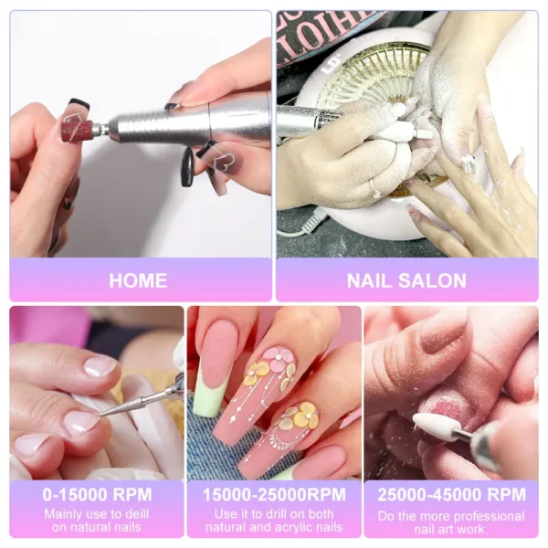 Professional Electric Nail Drill Machine v6 - 45000RPM - Image 3