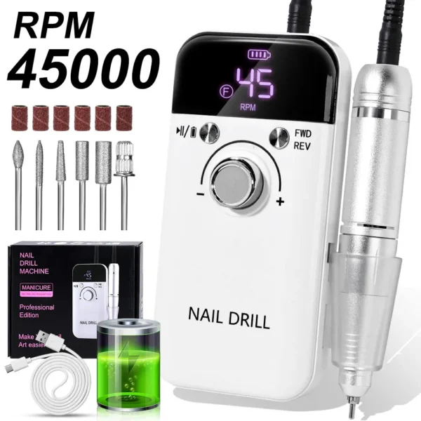 Professional Electric Nail Drill Machine v6 - 45000RPM - Image 5
