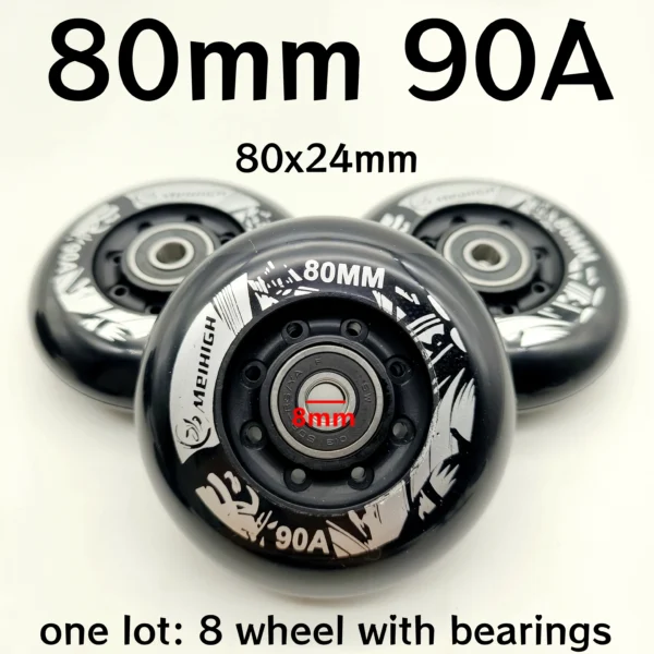 Inline Skate Wheels, Sizes: 72mm 76mm 80mm - 8 wheels/lot - Image 6