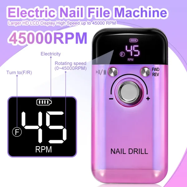 Professional Electric Nail Drill Machine v6 - 45000RPM