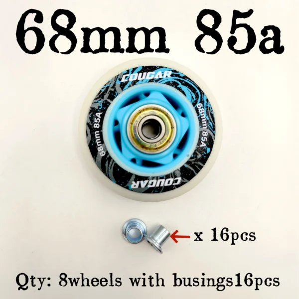 Inline skate wheels - 68mm 68x24mm 85a bearing 608z - 8 wheels/lot - Image 6