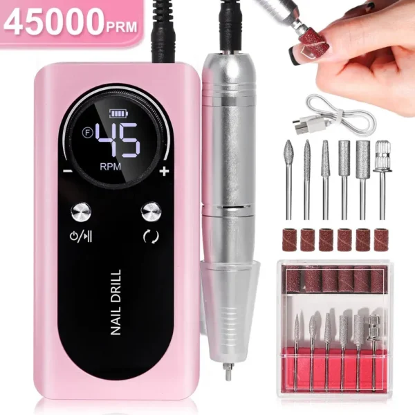 Professional Electric Nail Drill Machine V2 - 45000RPM - Image 6
