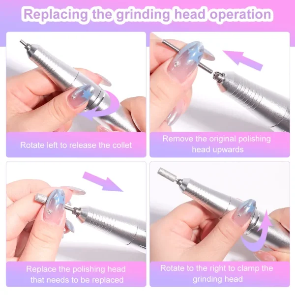 Professional Electric Nail Drill Machine v6 - 45000RPM - Image 4