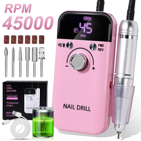 Professional Electric Nail Drill Machine v6 - 45000RPM - Image 6