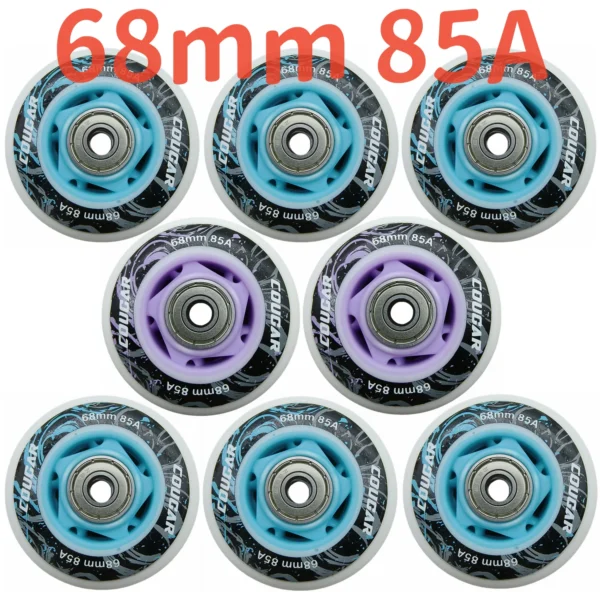 Inline skate wheels - 68mm 68x24mm 85a bearing 608z - 8 wheels/lot