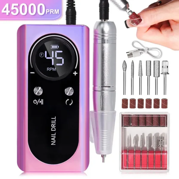 Professional Electric Nail Drill Machine V2 - 45000RPM - Image 5